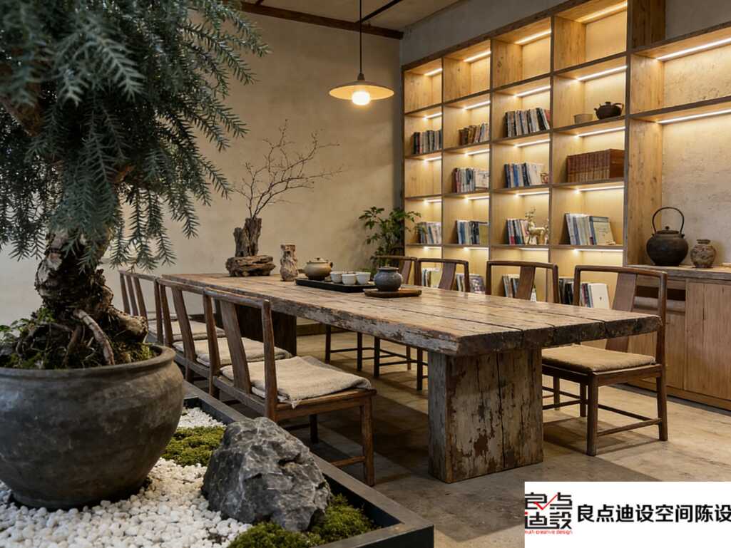 理想中的茶书房：一木一茶，满架书香，静享闲适！这才是真正“有灵魂”的茶空间设计啊!💡